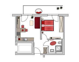 Studentenwohnung 2-Zimmer COMFORT #wohnhaus Grundriss