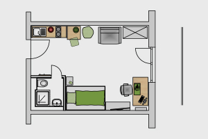 Studentenwohnung COMFORT BAL­KON/TERRASSE Grundriss