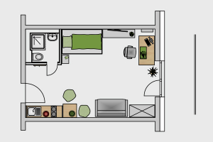 Studentenwohnung COMFORT PLUS BALKON Grundriss