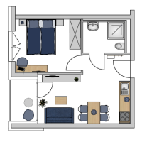 Studentenwohnung 2-Zimmer Business Suite #clubhaus Grundriss