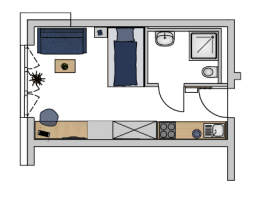 Studentenwohnung 1-Zimmer Business Studio #clubhaus Grundriss