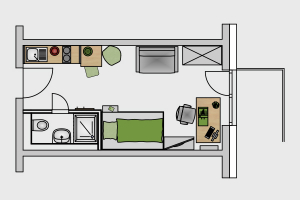 Studentenwohnung STUDIO M BALKON Grundriss