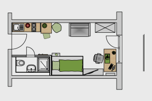 Studentenwohnung STUDIO XL BALKON Grundriss