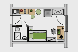 Studentenwohnung STUDIO XL PLUS Grundriss