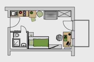 Studentenwohnung STUDIO XL PLUS BALKON Grundriss